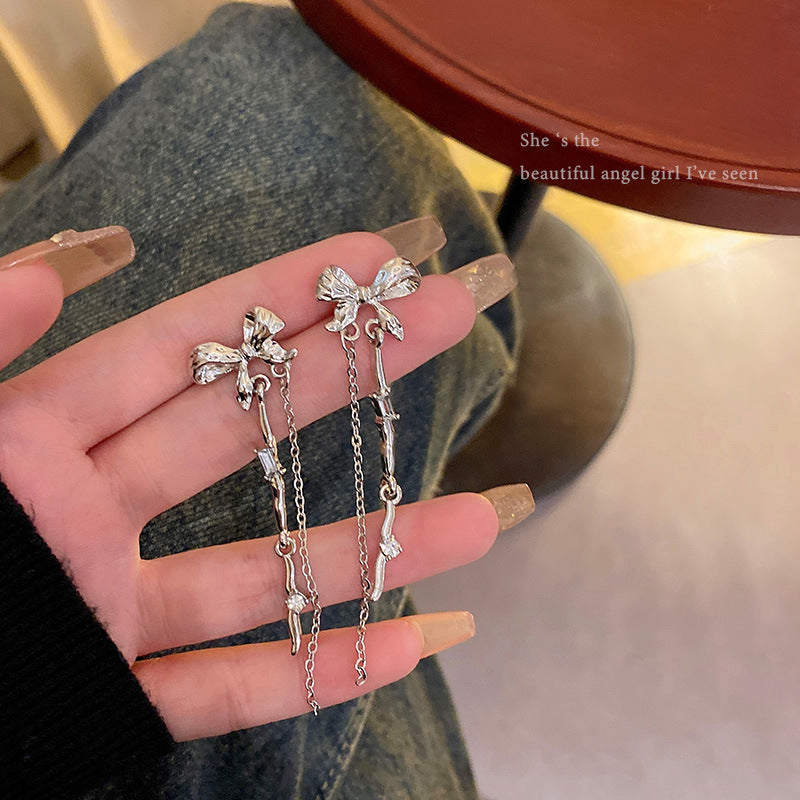 1 Pair Sweet Cool Style Bow Knot Tassel Plating Inlay Alloy Zircon Drop Earrings