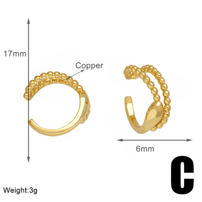 1 Pair IG Style Geometric Heart Shape Inlay Copper Zircon 18K Gold Plated Ear Cuffs