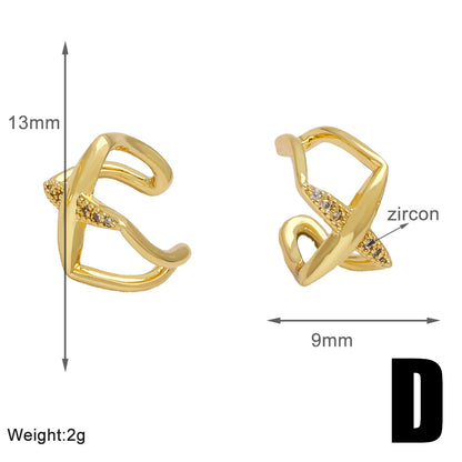 1 Pair Simple Style Geometric Inlay Copper Zircon 18K Gold Plated Ear Cuffs