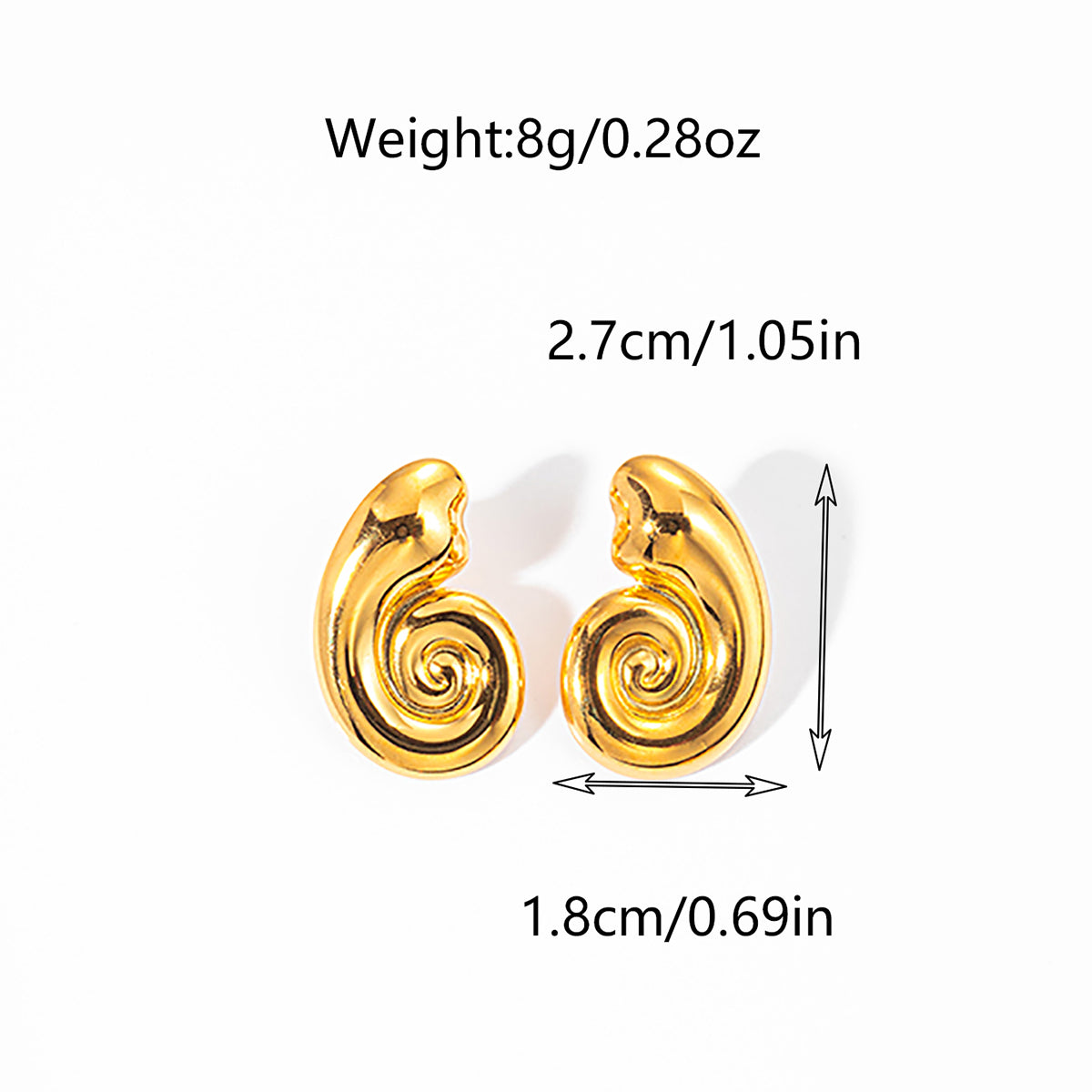 1 Pair IG Style Geometric Stainless Steel Gold Plated Ear Studs