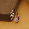 Wholesale Vacation Simple Style Leaves Copper Plating Inlay 18K Gold Plated Zircon Open Rings