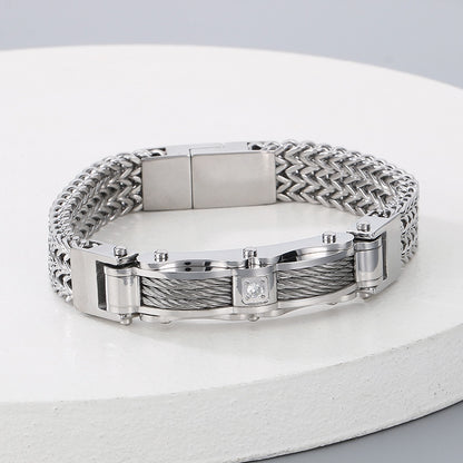 Stainless Steel Simple Style Geometric Inlay Zircon Bracelets