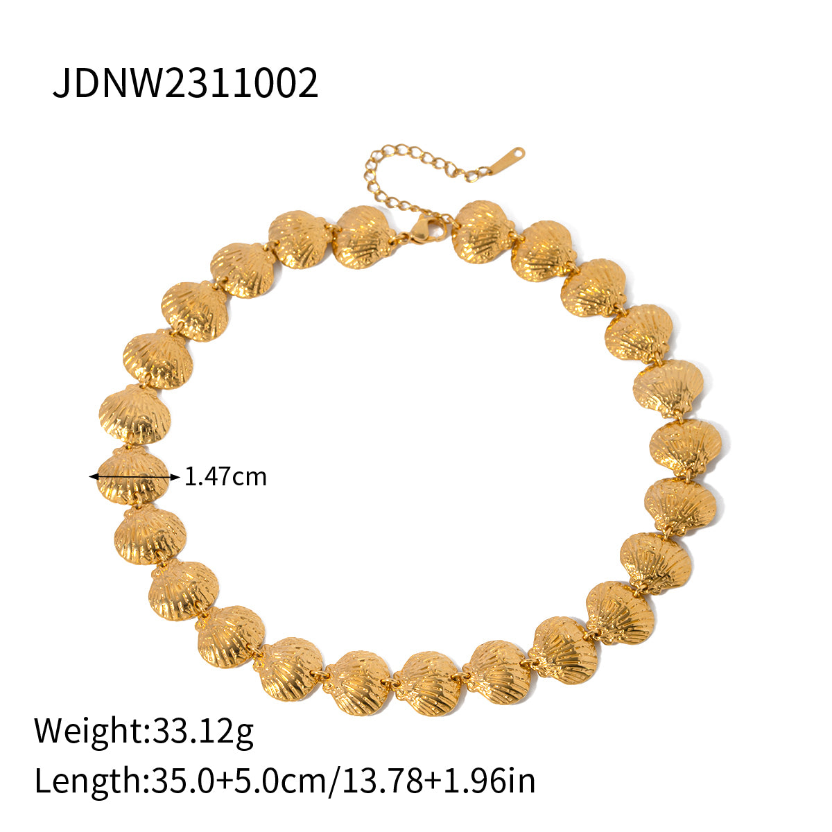 Stainless Steel 18K Gold Plated IG Style Shell Necklace