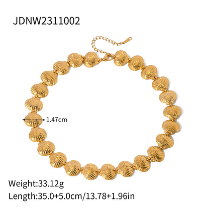 Stainless Steel 18K Gold Plated IG Style Shell Necklace