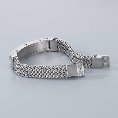 Stainless Steel Simple Style Geometric Inlay Zircon Bracelets