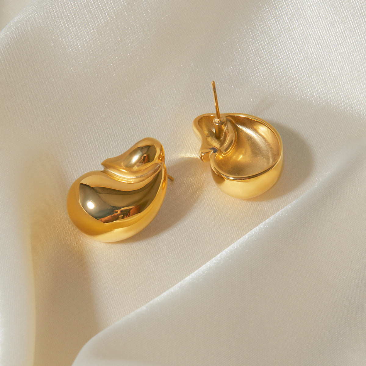 1 Pair IG Style Simple Style Water Droplets 316 Stainless Steel  18K Gold Plated Ear Studs