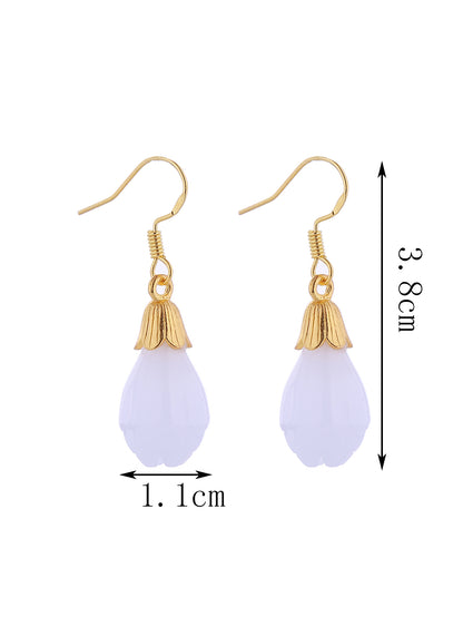 1 Pair Elegant Simple Style Water Droplets Artificial Gemstones Copper Artificial Gemstones Drop Earrings