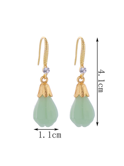 1 Pair Elegant Simple Style Water Droplets Artificial Gemstones Copper Artificial Gemstones Drop Earrings