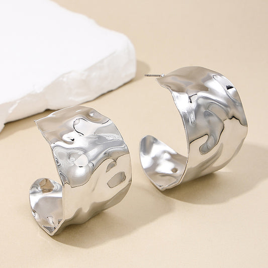 1 Piece Nordic Style Leaves Irregular Pleated Alloy Ear Studs
