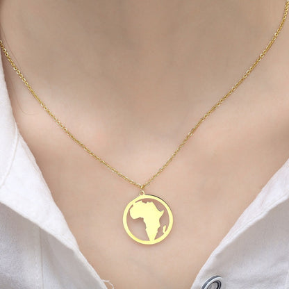 Stainless Steel 18K Gold Plated Casual Simple Style Map Pendant Necklace