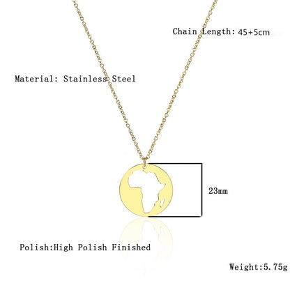 Stainless Steel 18K Gold Plated Casual Simple Style Map Pendant Necklace