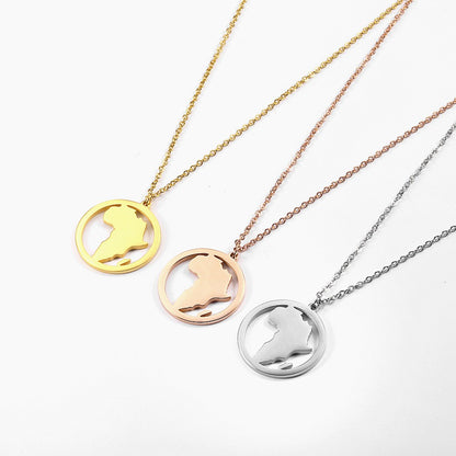 Stainless Steel 18K Gold Plated Casual Simple Style Map Pendant Necklace