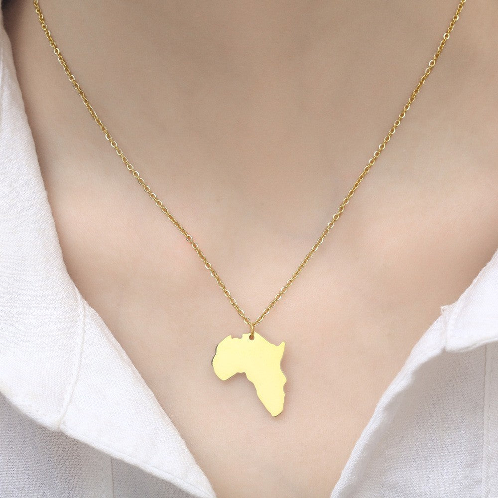 Stainless Steel 18K Gold Plated Casual Simple Style Map Pendant Necklace