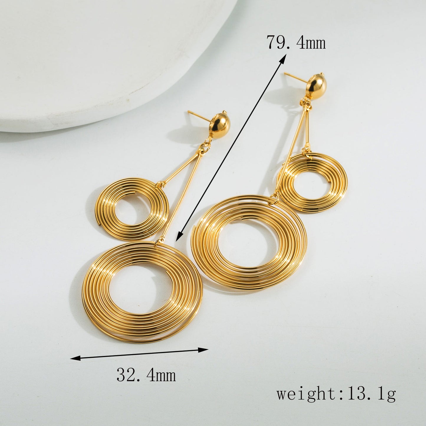 1 Pair Exaggerated Round Plating Inlay Stainless Steel Artificial Pearls 18K Gold Plated Drop Earrings