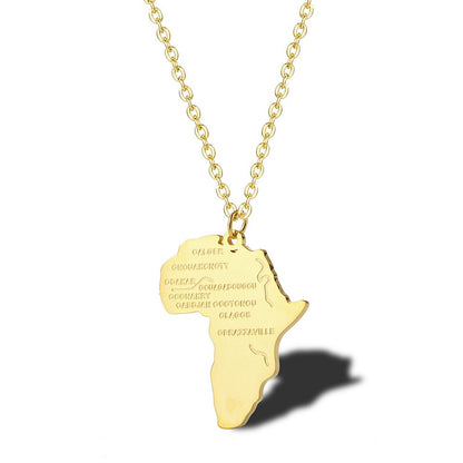 Stainless Steel 18K Gold Plated Casual Simple Style Map Pendant Necklace