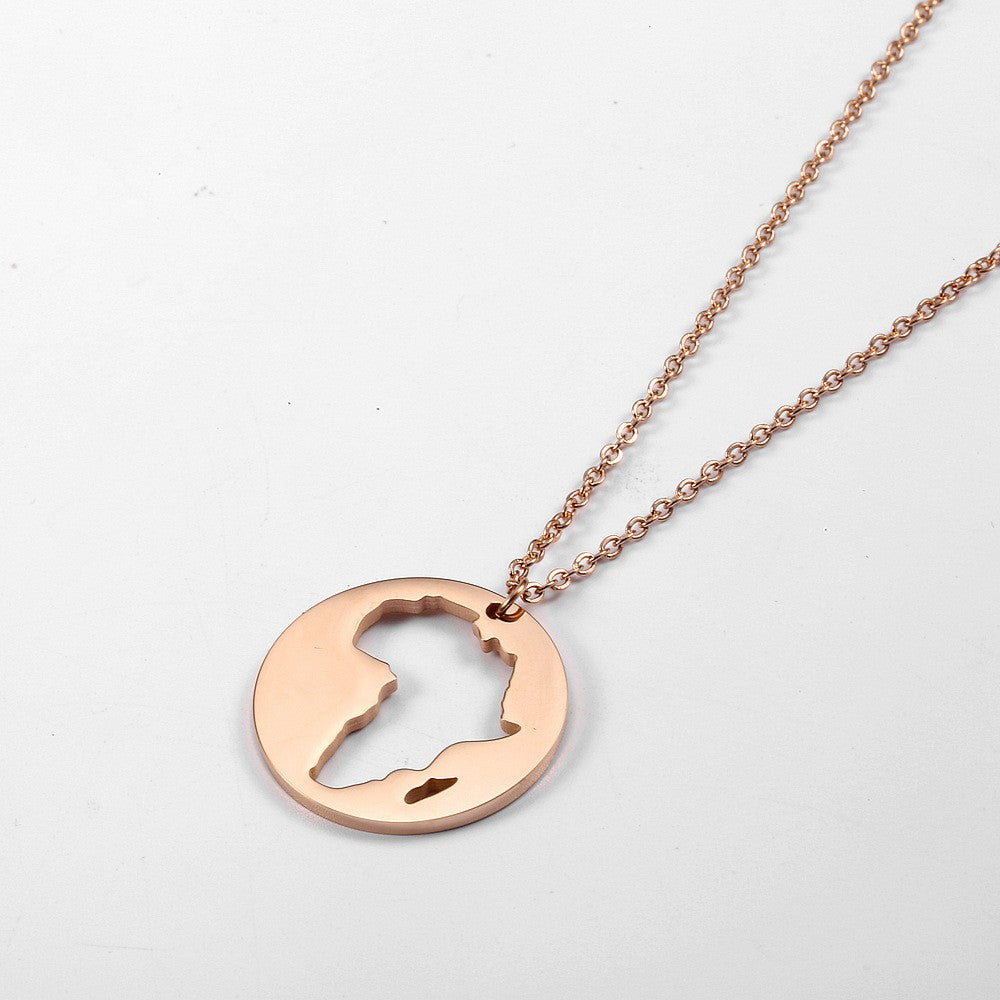 Stainless Steel 18K Gold Plated Casual Simple Style Map Pendant Necklace