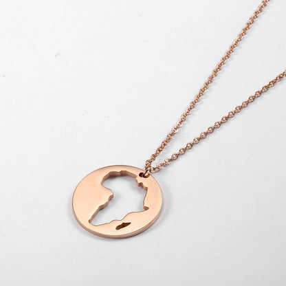 Stainless Steel 18K Gold Plated Casual Simple Style Map Pendant Necklace