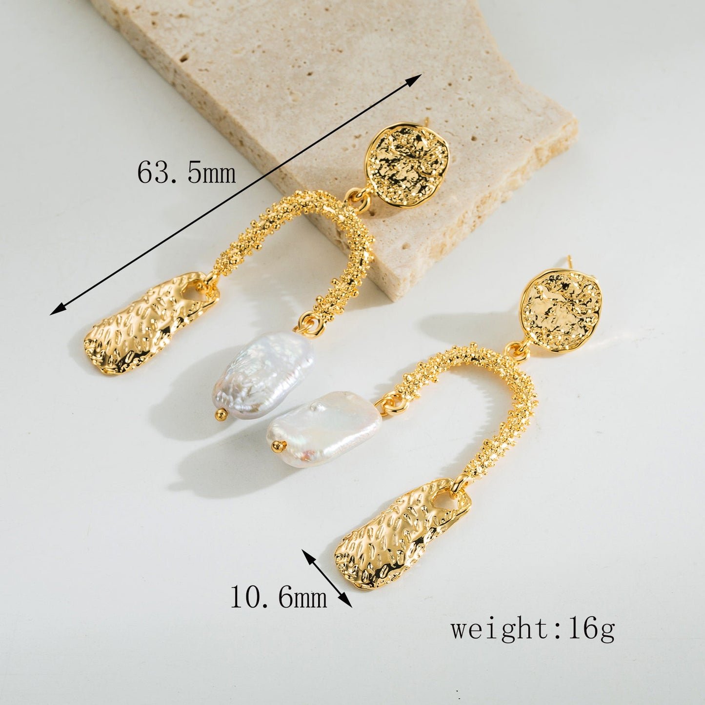 1 Pair Casual U Shape Plating Copper 18K Gold Plated Ear Studs