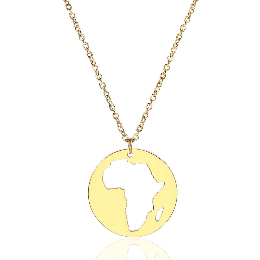 Stainless Steel 18K Gold Plated Casual Simple Style Map Pendant Necklace