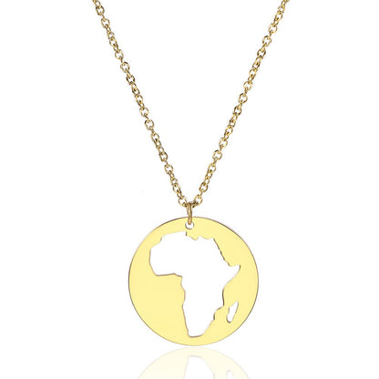 Stainless Steel 18K Gold Plated Casual Simple Style Map Pendant Necklace