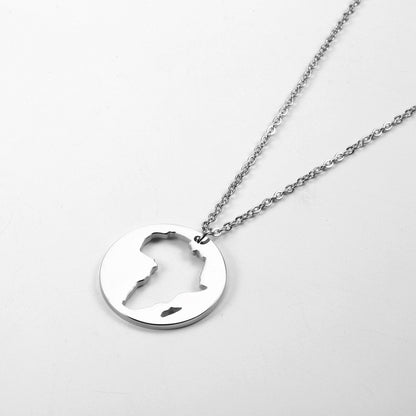 Stainless Steel 18K Gold Plated Casual Simple Style Map Pendant Necklace