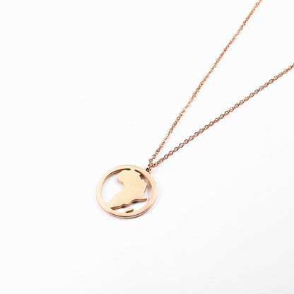 Stainless Steel 18K Gold Plated Casual Simple Style Map Pendant Necklace