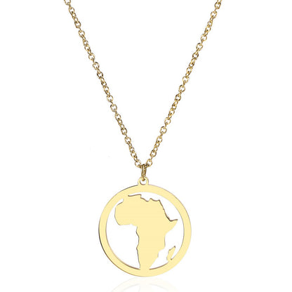 Stainless Steel 18K Gold Plated Casual Simple Style Map Pendant Necklace