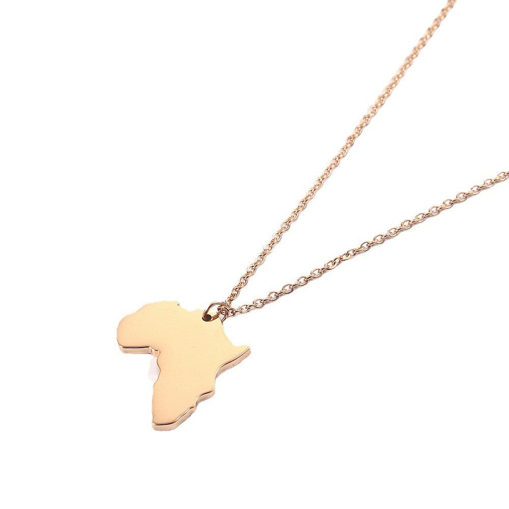 Stainless Steel 18K Gold Plated Casual Simple Style Map Pendant Necklace