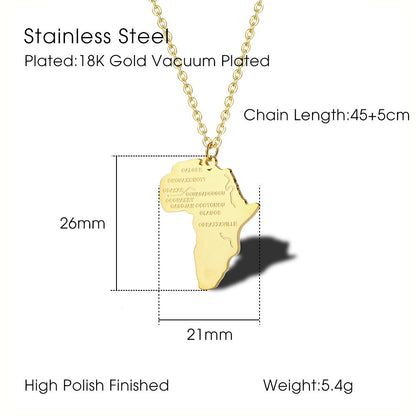 Stainless Steel 18K Gold Plated Casual Simple Style Map Pendant Necklace