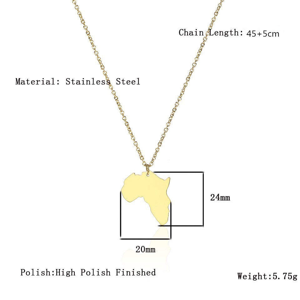 Stainless Steel 18K Gold Plated Casual Simple Style Map Pendant Necklace