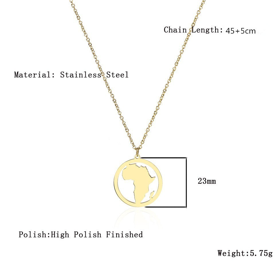 Stainless Steel 18K Gold Plated Casual Simple Style Map Pendant Necklace