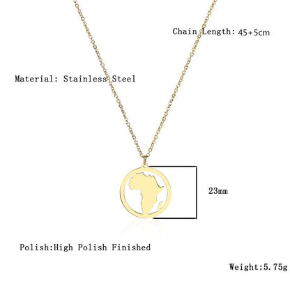 Stainless Steel 18K Gold Plated Casual Simple Style Map Pendant Necklace