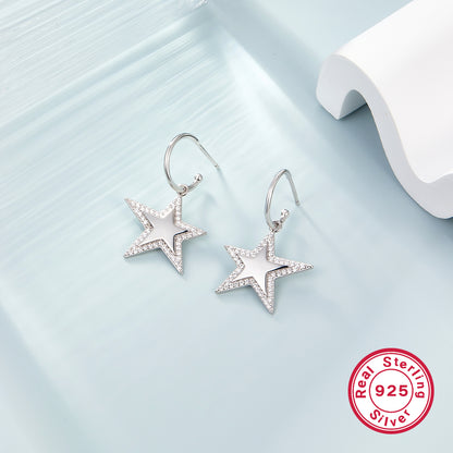 Casual Vacation Star Sterling Silver Plating Inlay Artificial Gemstones Artificial Diamond White Gold Plated Women's Jewelry Set