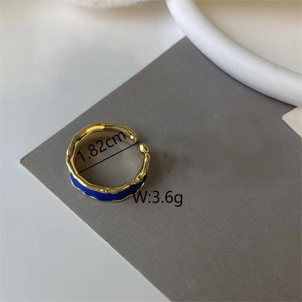 Wholesale Baroque Style Vacation Simple Style Round Copper Enamel 18K Gold Plated Open Rings