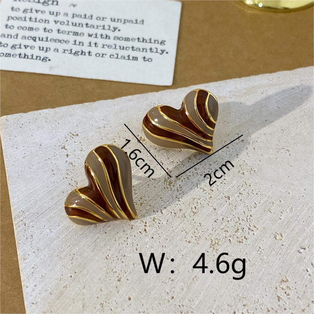 1 Pair Business Heart Shape Plating Copper 18K Gold Plated Ear Studs