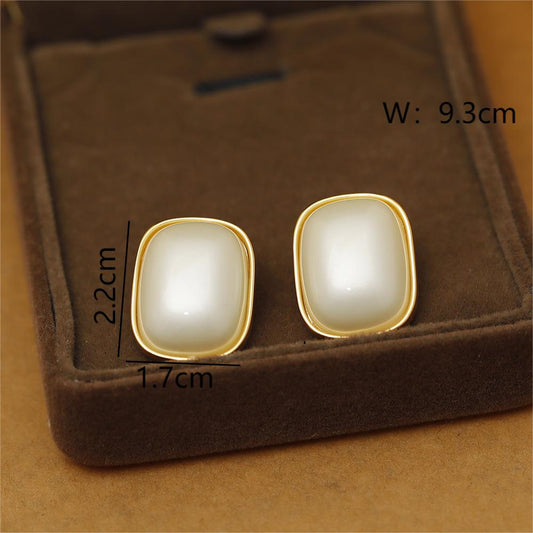 1 Pair Elegant Formal Sweet Square Plating Copper 18K Gold Plated Ear Studs