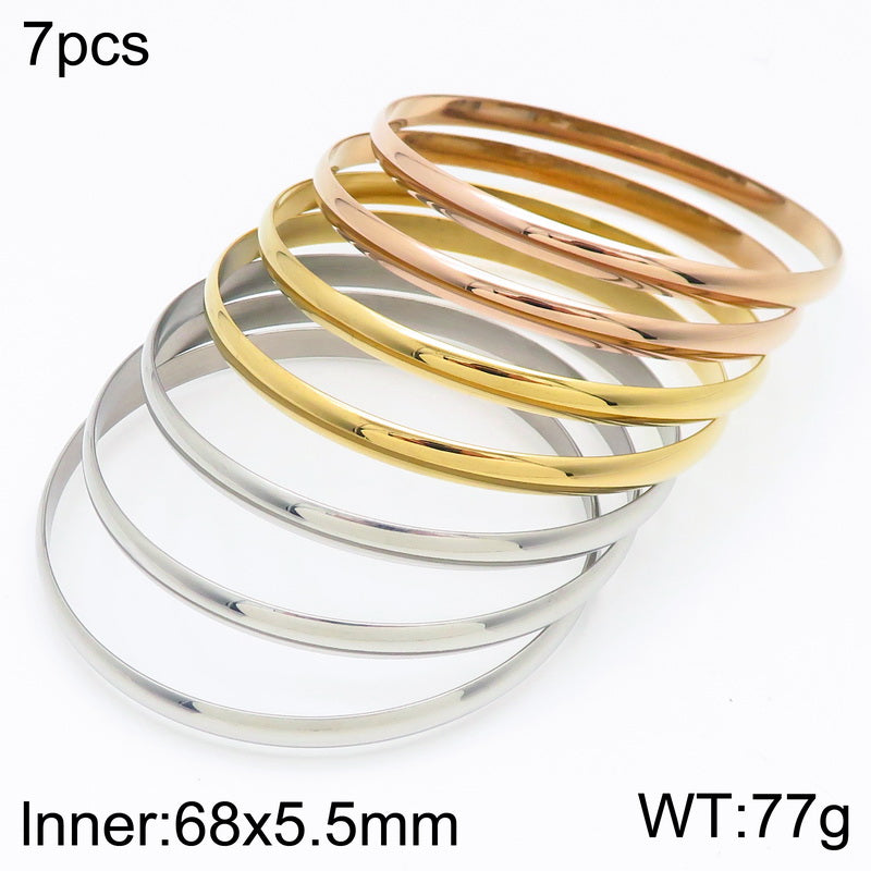 Simple Style Round Stainless Steel 18K Gold Plated Bangle In Bulk