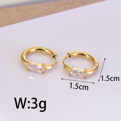 1 Pair Simple Style Geometric Solid Color Titanium Steel 18K Gold Plated Hoop Earrings