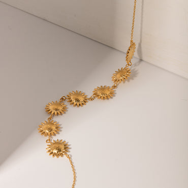 Stainless Steel 18K Gold Plated IG Style Flower Necklace