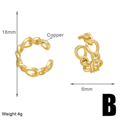 1 Pair Simple Style Heart Shape Solid Color Twist Plating Copper 18K Gold Plated Ear Cuffs