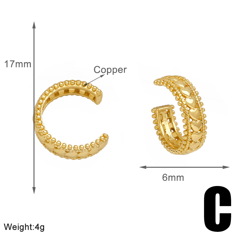 1 Pair Simple Style Heart Shape Solid Color Twist Plating Copper 18K Gold Plated Ear Cuffs