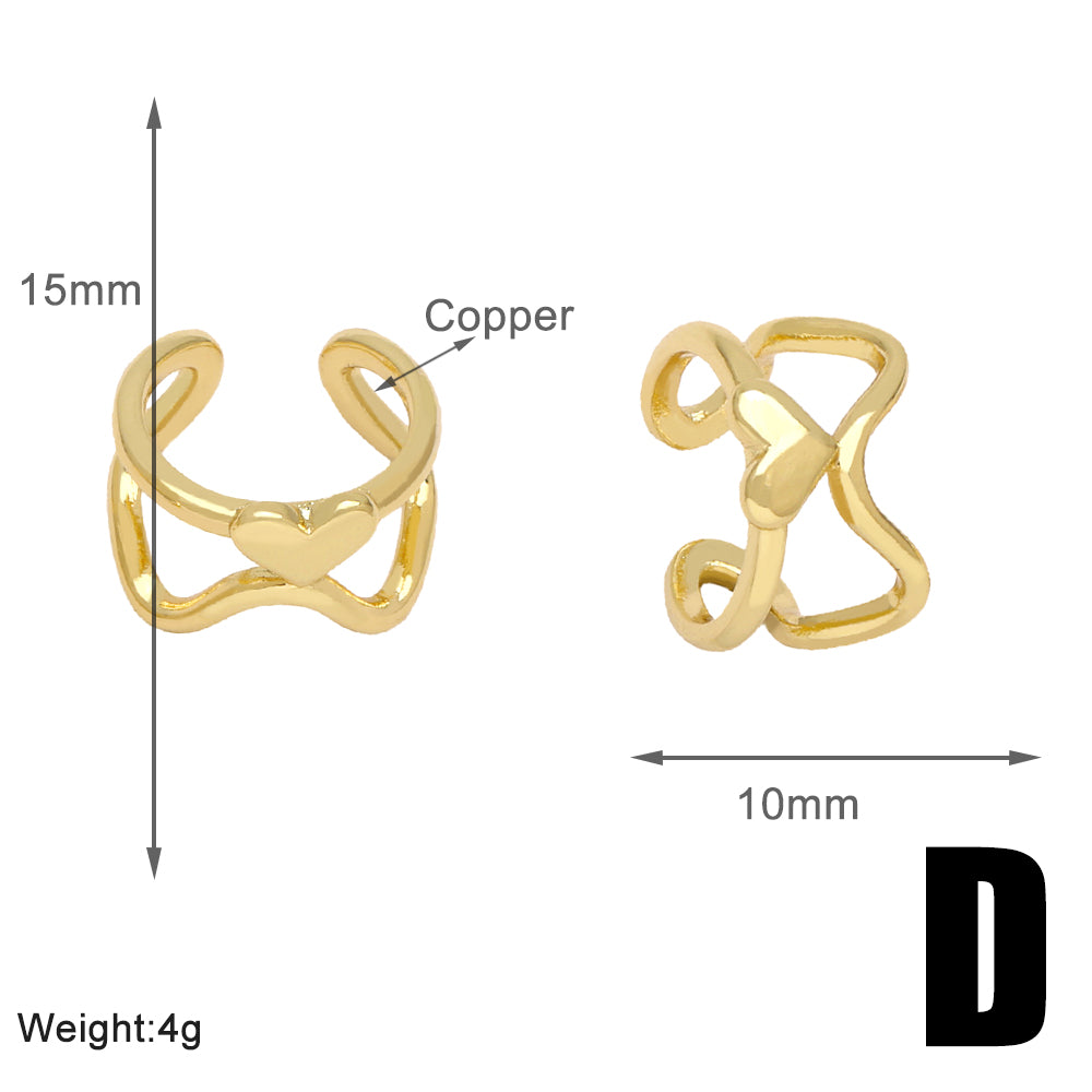 1 Pair Simple Style Heart Shape Solid Color Twist Plating Copper 18K Gold Plated Ear Cuffs