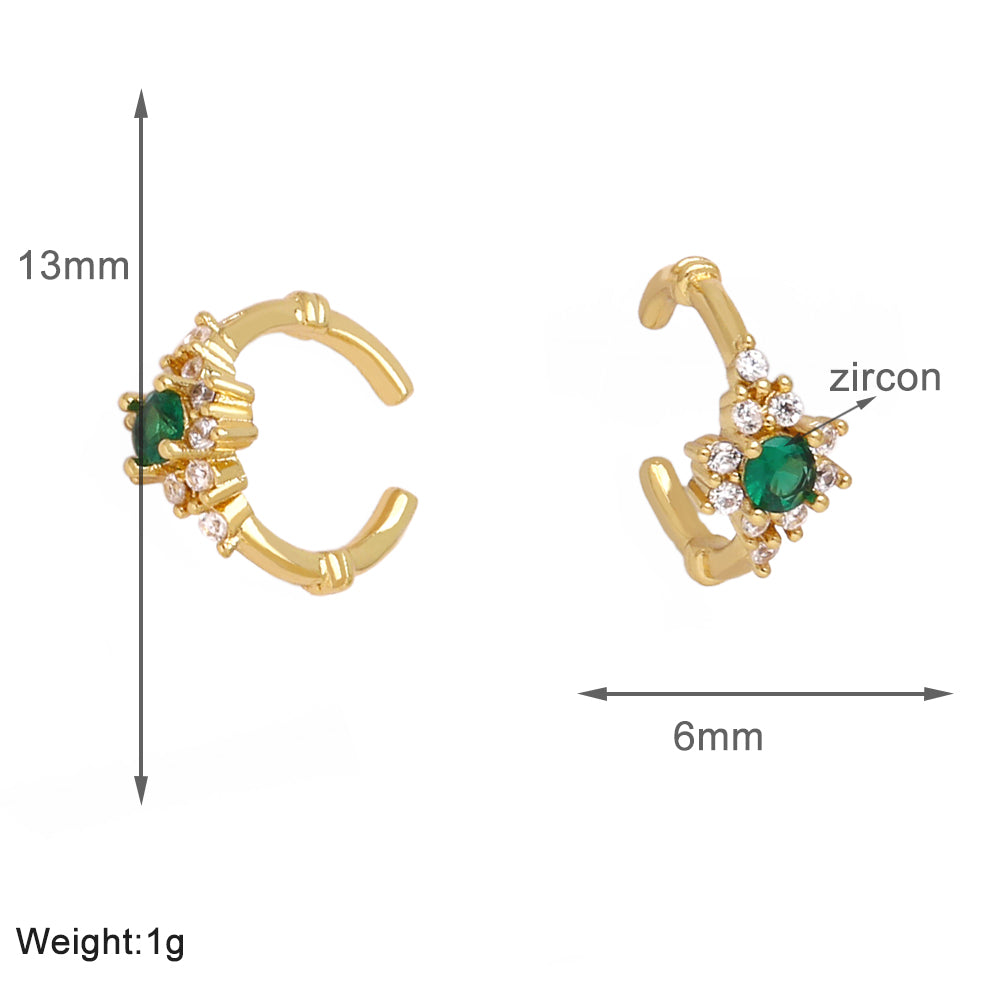 1 Pair Simple Style Flower Inlay Copper Zircon 18K Gold Plated Ear Cuffs