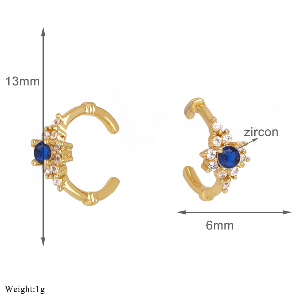 1 Pair Simple Style Flower Inlay Copper Zircon 18K Gold Plated Ear Cuffs