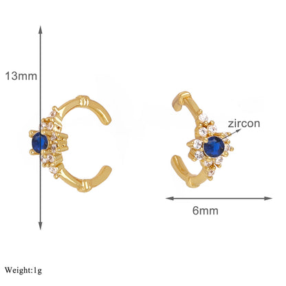 1 Pair Simple Style Flower Inlay Copper Zircon 18K Gold Plated Ear Cuffs