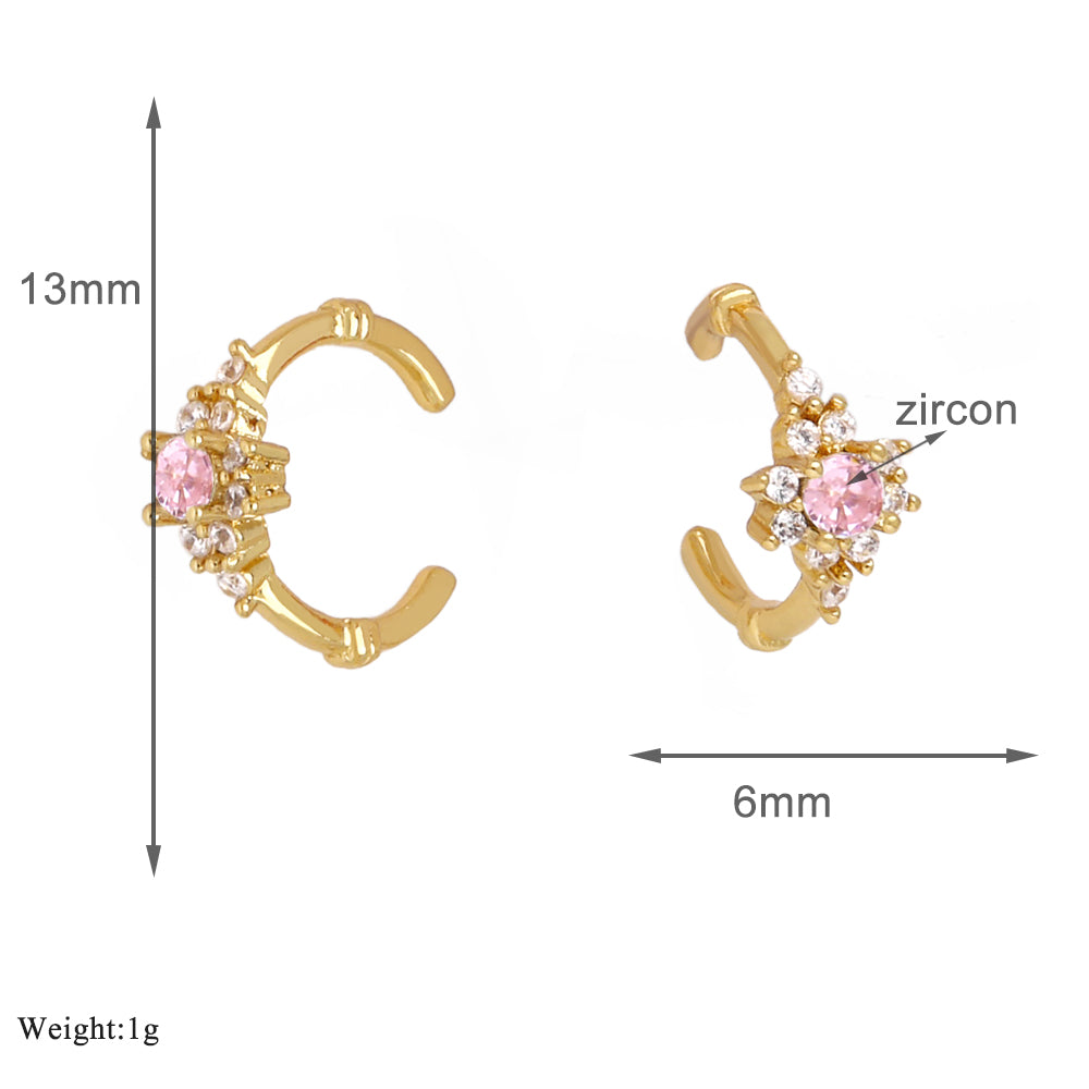 1 Pair Simple Style Flower Inlay Copper Zircon 18K Gold Plated Ear Cuffs