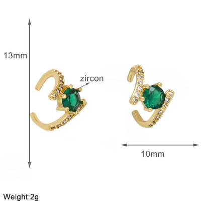 1 Pair Simple Style Flower Inlay Copper Zircon 18K Gold Plated Ear Cuffs