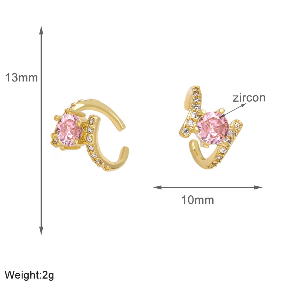 1 Pair Simple Style Flower Inlay Copper Zircon 18K Gold Plated Ear Cuffs