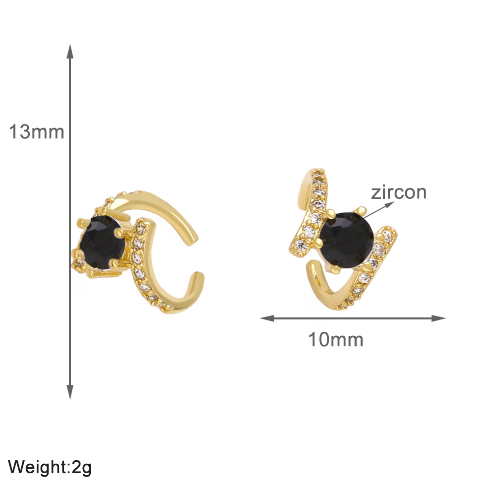 1 Pair Simple Style Flower Inlay Copper Zircon 18K Gold Plated Ear Cuffs