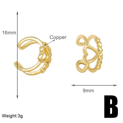 1 Pair Simple Style Geometric Letter Heart Shape Plating Copper 18K Gold Plated Ear Cuffs